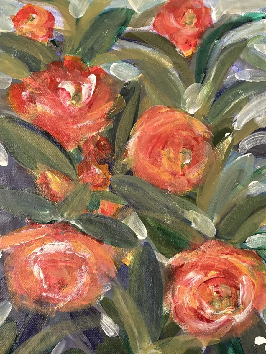 Coral Garden — original floral acrylic painting by Sally